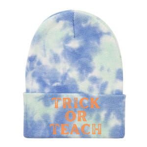 Orange Halloween Teacher Trick Or Treat Trick Or Teach Cute Gift Tie Dye 12in Knit Beanie