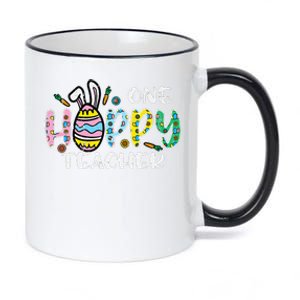 One Hoppy Teacher Cute Happy Easter Day Egg Bunny Ears 11oz Black Color Changing Mug