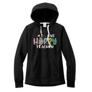 One Hoppy Teacher Cute Happy Easter Day Egg Bunny Ears Women's Fleece Hoodie