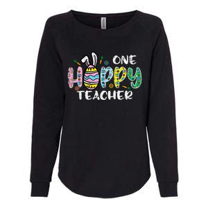 One Hoppy Teacher Cute Happy Easter Day Egg Bunny Ears Womens California Wash Sweatshirt