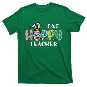 One Hoppy Teacher Cute Happy Easter Day Egg Bunny Ears T-Shirt