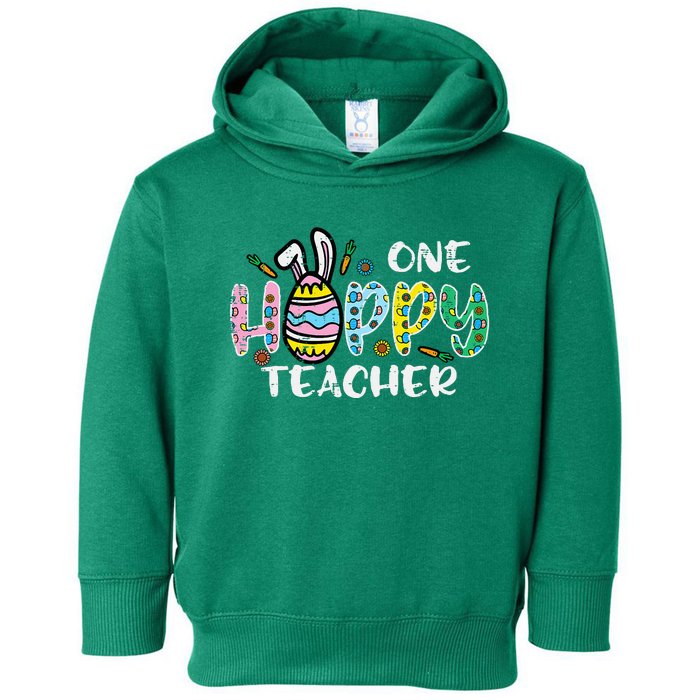 One Hoppy Teacher Cute Happy Easter Day Egg Bunny Ears Toddler Hoodie