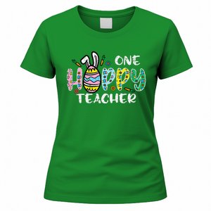 One Hoppy Teacher Cute Happy Easter Day Egg Bunny Ears Women's T-Shirt