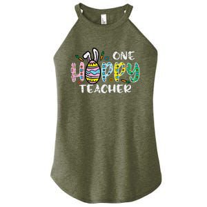 One Hoppy Teacher Cute Happy Easter Day Egg Bunny Ears Women's Perfect Tri Rocker Tank