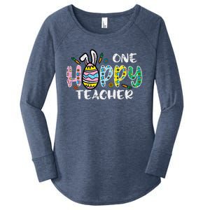 One Hoppy Teacher Cute Happy Easter Day Egg Bunny Ears Women's Perfect Tri Tunic Long Sleeve Shirt