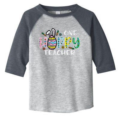 One Hoppy Teacher Cute Happy Easter Day Egg Bunny Ears Toddler Fine Jersey T-Shirt