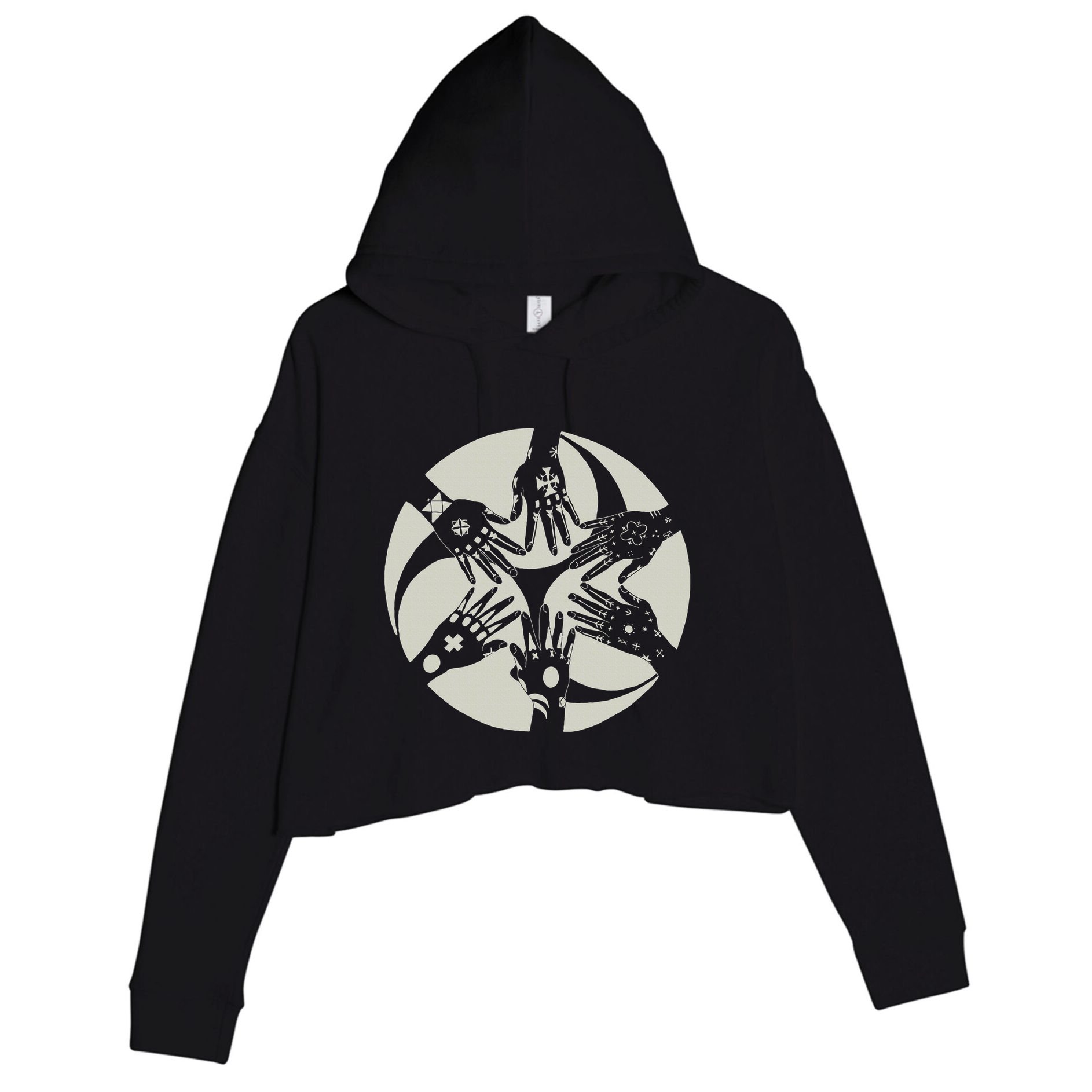 Okinawan Hajichi Traditional Uchina Tattoo Crop Fleece Hoodie