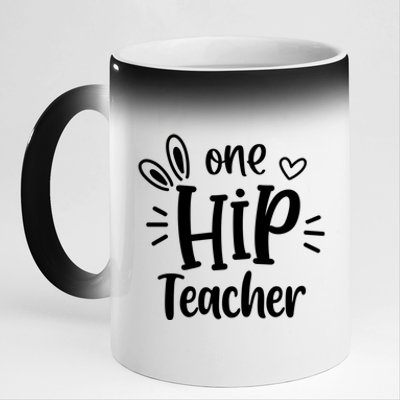 One Hip Teacher Easter Bunny Teacher Happy Easter Day Great Gift 11oz Black Color Changing Mug