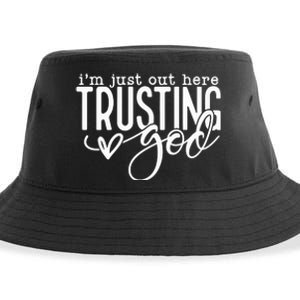 Out Here Trusting God Christian Religious Sustainable Bucket Hat