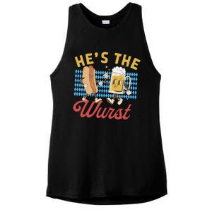 Oktoberfes Hes The Wurst Shes A Brat Couples Matching Ladies PosiCharge Tri-Blend Wicking Tank