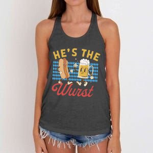 Oktoberfes Hes The Wurst Shes A Brat Couples Matching Women's Knotted Racerback Tank