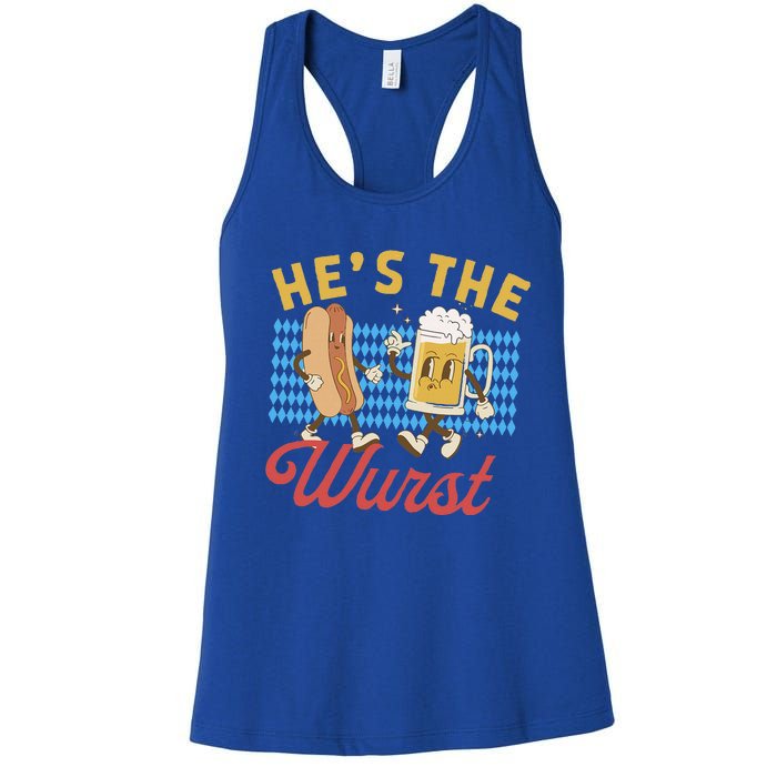 Oktoberfes Hes The Wurst Shes A Brat Couples Matching Women's Racerback Tank