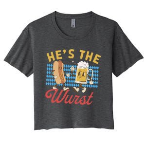 Oktoberfes Hes The Wurst Shes A Brat Couples Matching Women's Crop Top Tee