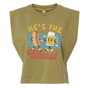 Oktoberfes Hes The Wurst Shes A Brat Couples Matching Garment-Dyed Women's Muscle Tee