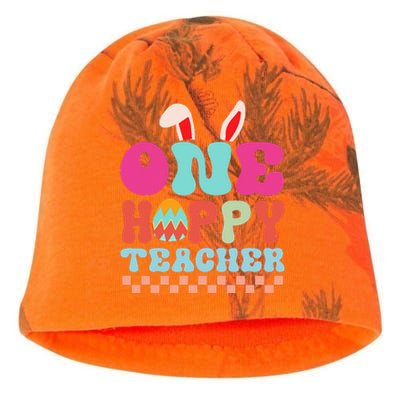 One Hoppy Teacher Groovy Retro Teacher Easter Day Kati - Camo Knit Beanie