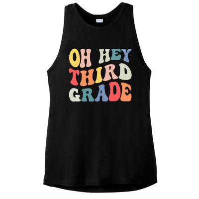 Oh Hey Third Grade Groovy Funny Back To School Teacher Kids Ladies PosiCharge Tri-Blend Wicking Tank