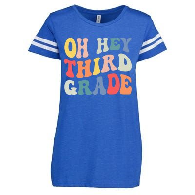 Oh Hey Third Grade Groovy Funny Back To School Teacher Kids Enza Ladies Jersey Football T-Shirt