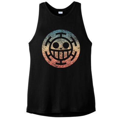 One Heart Trafalgar Sunset Pirate Jolly Roger Ladies PosiCharge Tri-Blend Wicking Tank