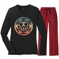 One Heart Trafalgar Sunset Pirate Jolly Roger Women's Long Sleeve Flannel Pajama Set 