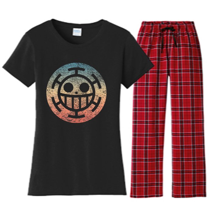 One Heart Trafalgar Sunset Pirate Jolly Roger Women's Flannel Pajama Set