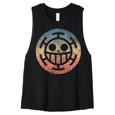 One Heart Trafalgar Sunset Pirate Jolly Roger Women's Racerback Cropped Tank