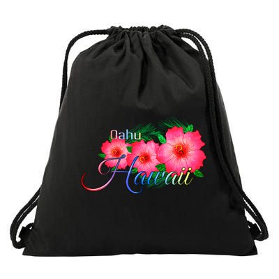 Oahu Hawaii Tropical Flowers Family Vacation Gift Drawstring Bag