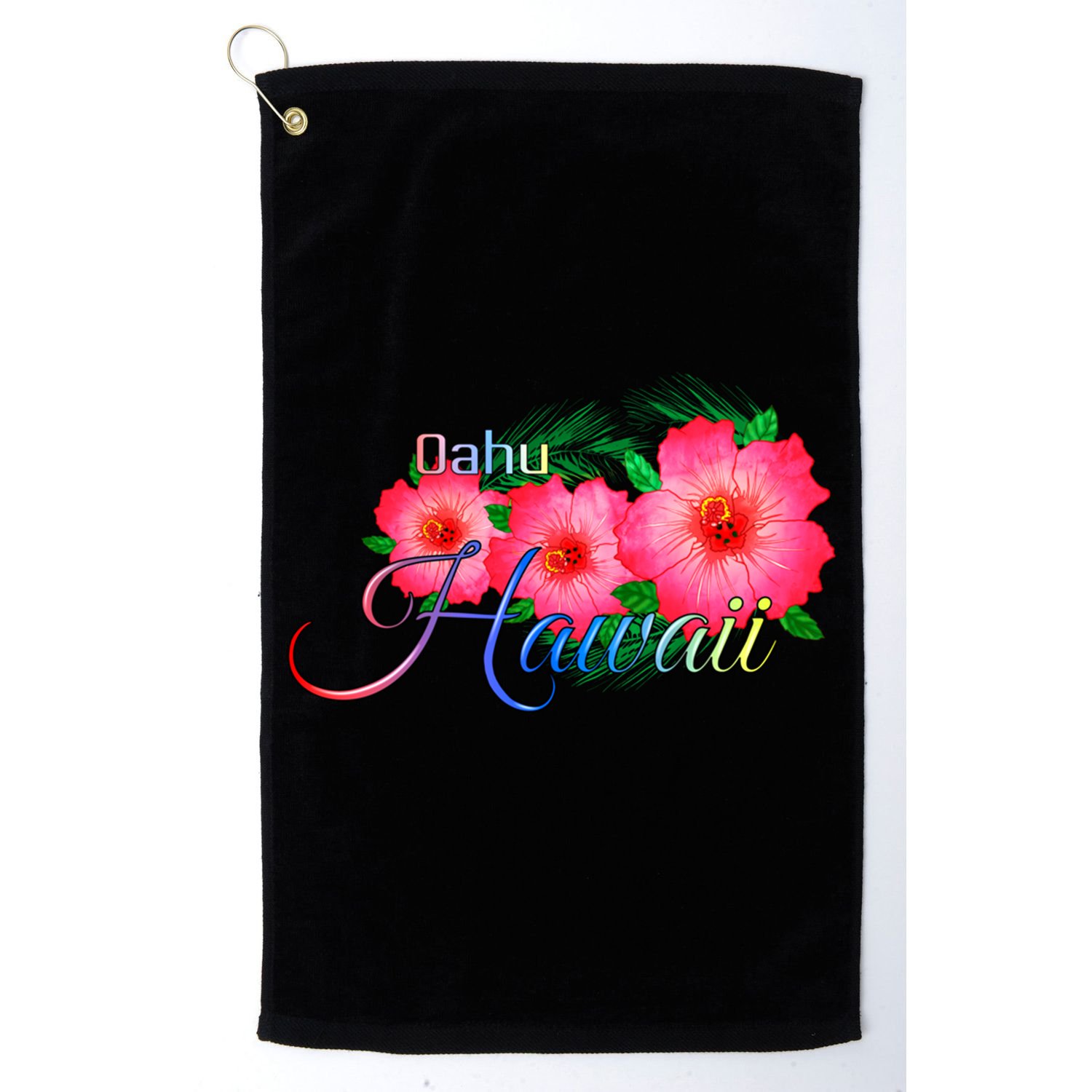 Oahu Hawaii Tropical Flowers Family Vacation Gift Golf Towel