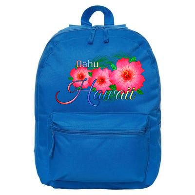 Oahu Hawaii Tropical Flowers Family Vacation Gift 16 in Basic Backpack