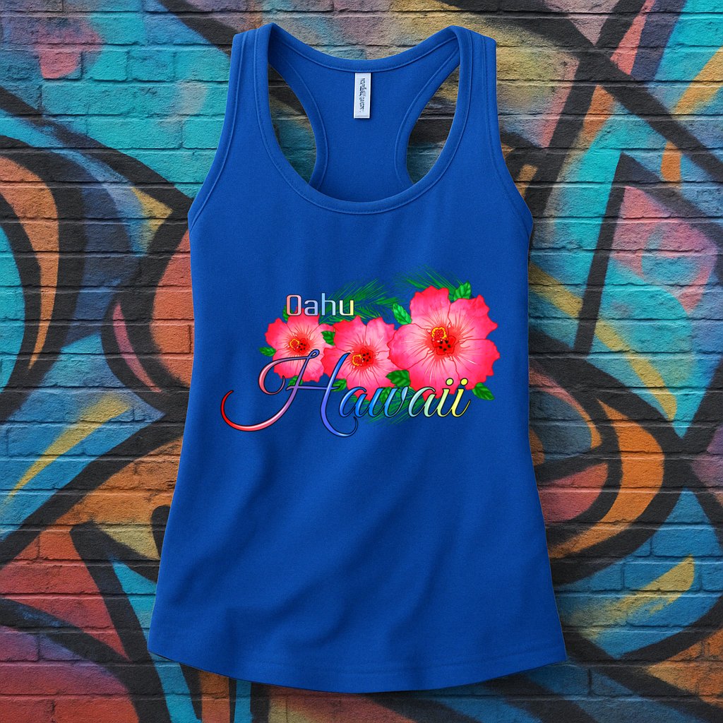 Oahu Hawaii Tropical Flowers Family Vacation Gift Womens Tank Top