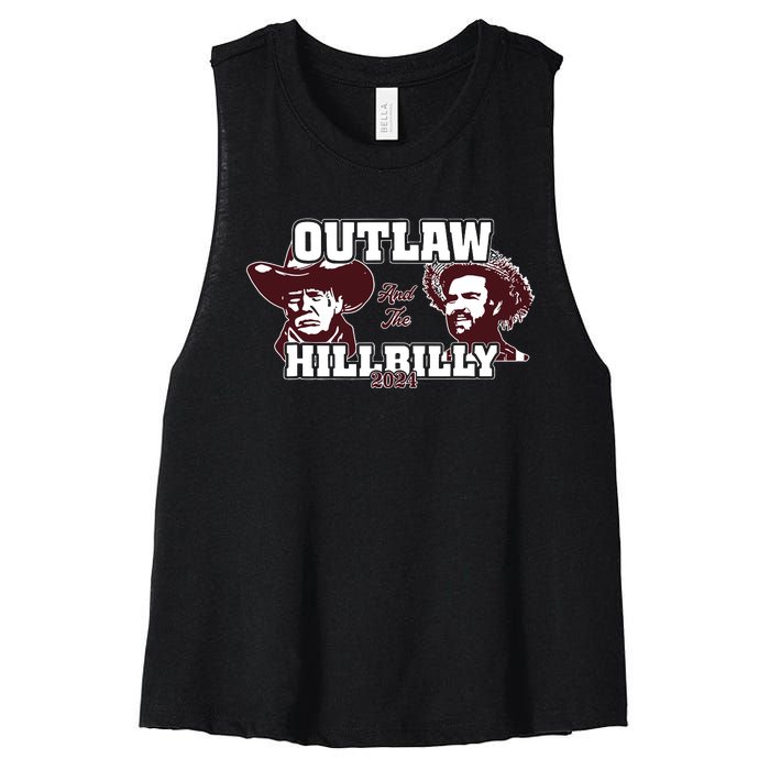 Outlaw Hillbilly Trump Vance 2024 Vintage Women's Racerback Cropped Tank