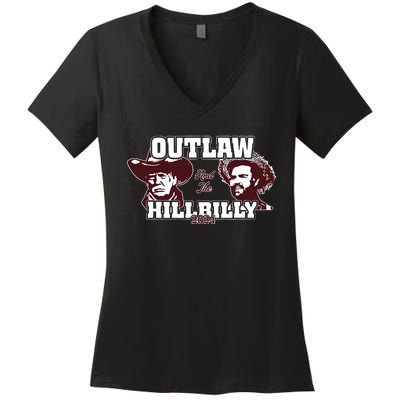 Outlaw Hillbilly Trump Vance 2024 Vintage Women's V-Neck T-Shirt