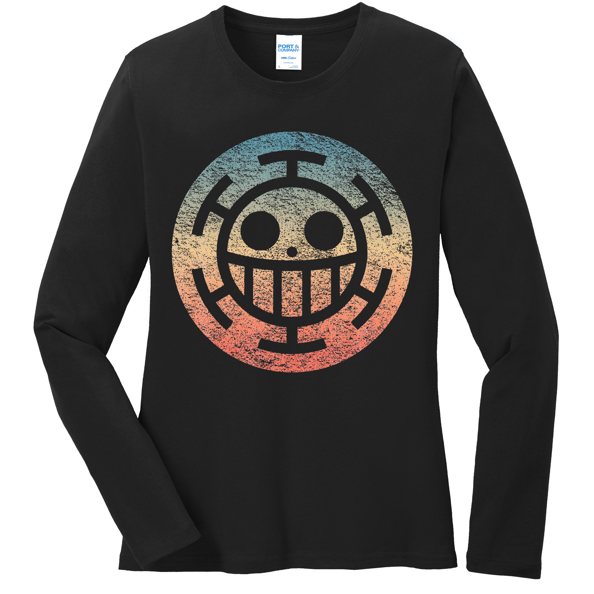 One Heart Trafalgar Sunset Pirate Jolly Roger Ladies Long Sleeve Shirt
