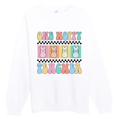 One Hoppy Teacher Bunny Easter Day Premium Crewneck Sweatshirt