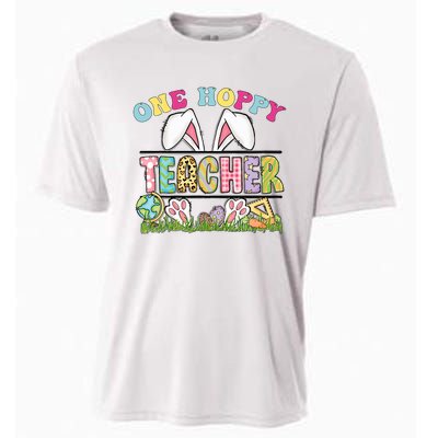 One Hoppy Teacher Rainbow Funny Teacher Easter Day 2024 Cooling Performance Crew T-Shirt