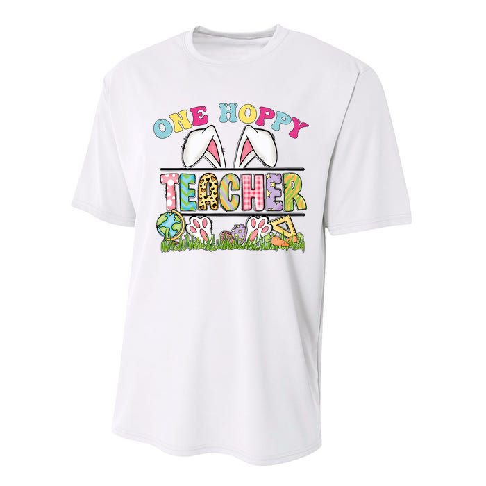 One Hoppy Teacher Rainbow Funny Teacher Easter Day 2024 Performance Sprint T-Shirt