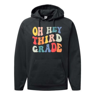 Oh Hey Third Grade Groovy Funny Back To School Teacher Performance Fleece Hoodie