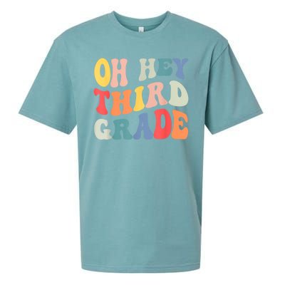 Oh Hey Third Grade Groovy Funny Back To School Teacher Sueded Cloud Jersey T-Shirt