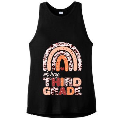 Oh Hey Third Grade Leopard Print Pattern Rainbow Ladies PosiCharge Tri-Blend Wicking Tank