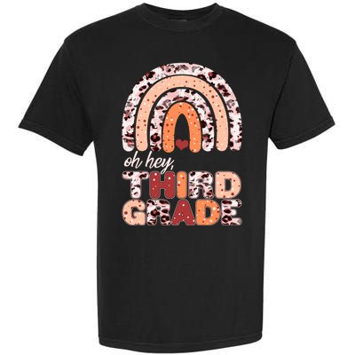 Oh Hey Third Grade Leopard Print Pattern Rainbow Garment-Dyed Heavyweight T-Shirt
