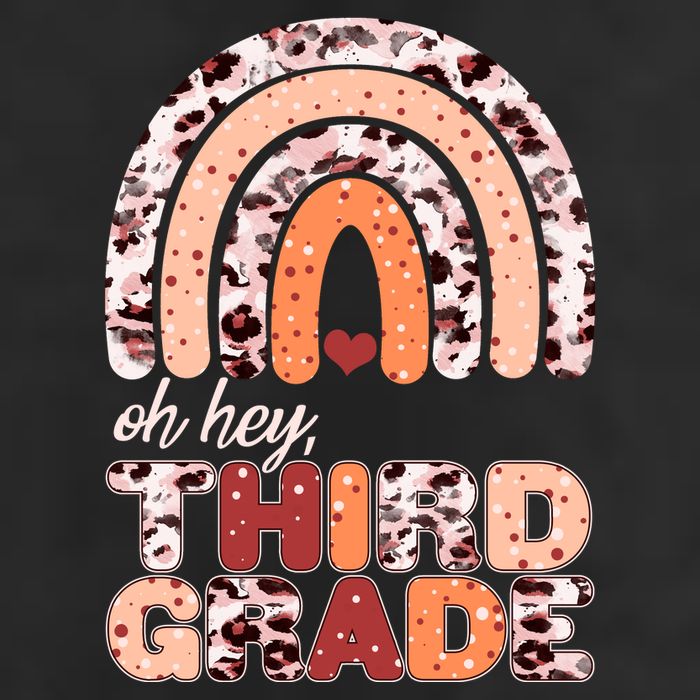 Oh Hey Third Grade Leopard Print Pattern Rainbow 7 Panel Mesh Trucker Snapback Hat