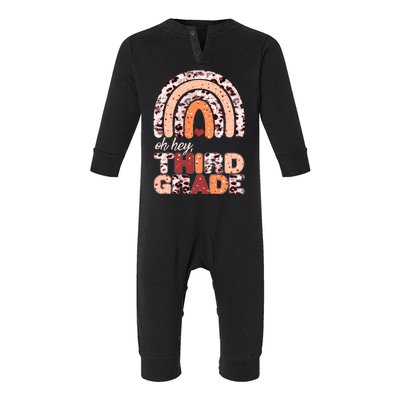 Oh Hey Third Grade Leopard Print Pattern Rainbow Infant Fleece One Piece