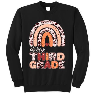 Oh Hey Third Grade Leopard Print Pattern Rainbow Sweatshirt