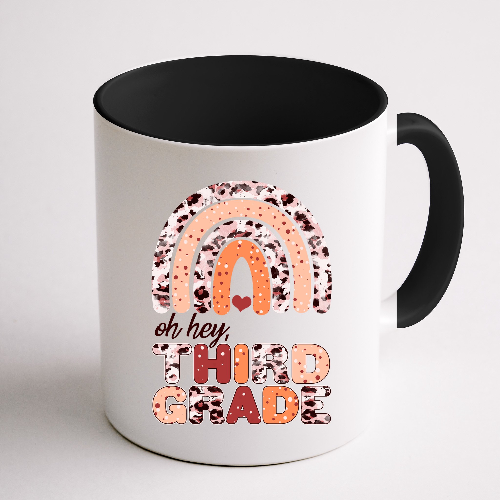 Oh Hey Third Grade Leopard Print Pattern Rainbow Mug