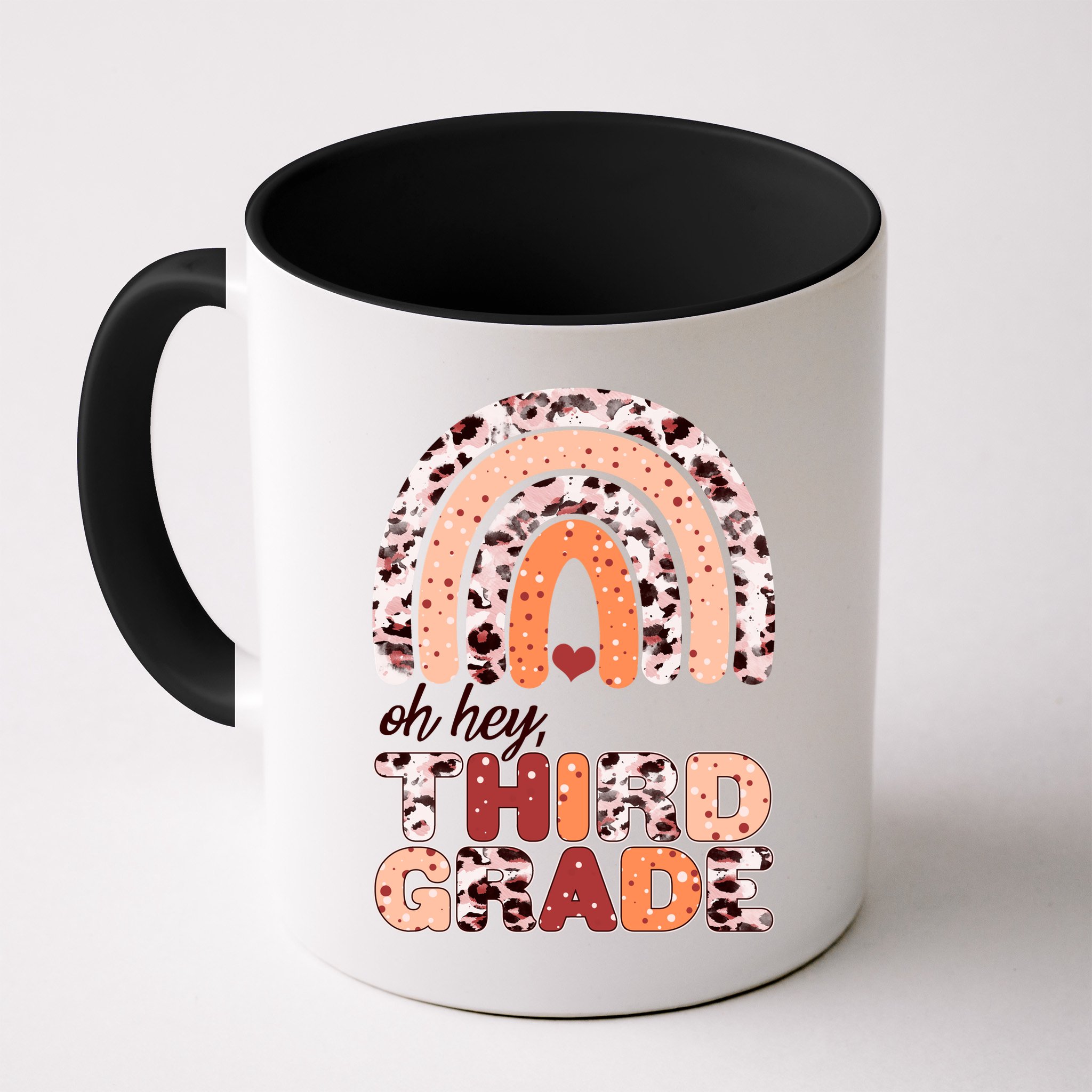 Oh Hey Third Grade Leopard Print Pattern Rainbow Mug