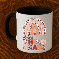 Oh Hey Third Grade Leopard Print Pattern Rainbow Mug