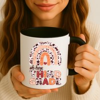 Oh Hey Third Grade Leopard Print Pattern Rainbow Mug