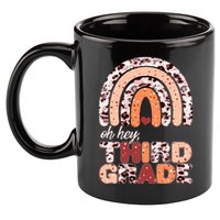 Oh Hey Third Grade Leopard Print Pattern Rainbow 11oz C Handle Ceramic Mug