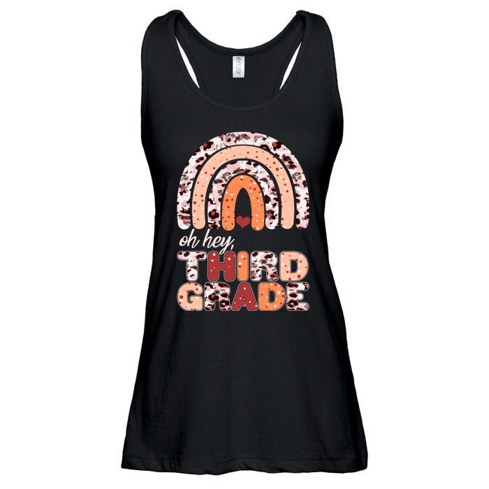 Oh Hey Third Grade Leopard Print Pattern Rainbow Ladies Essential Flowy Tank