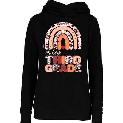Oh Hey Third Grade Leopard Print Pattern Rainbow Womens Funnel Neck Pullover Hood