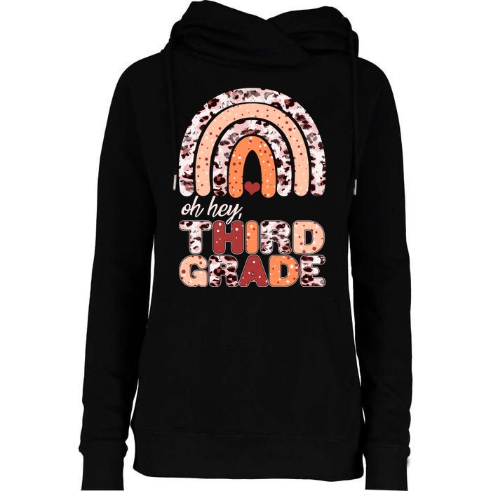 Oh Hey Third Grade Leopard Print Pattern Rainbow Womens Funnel Neck Pullover Hood